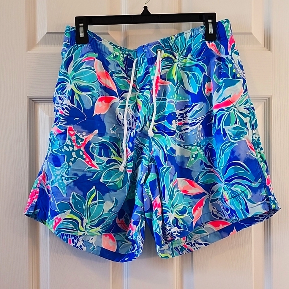 Lilly Pulitzer Men’s Swim Capri Trunk, Size L, Celestial Seas